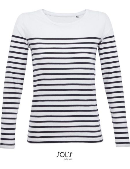 Women's T-shirt with long sleeves Sols Matelot LSL Women white/navy
