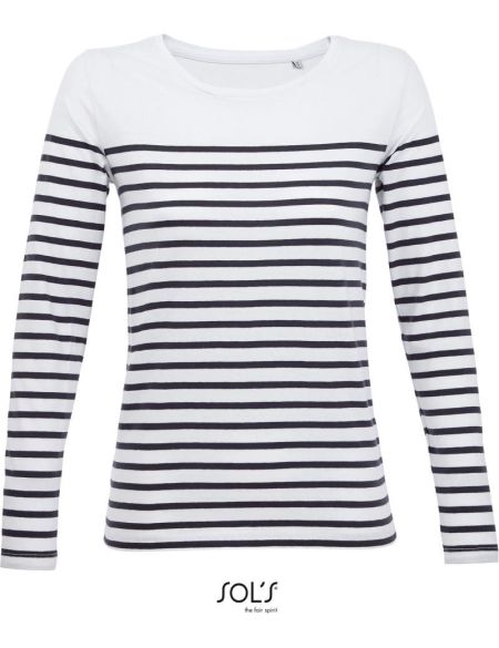 Tričko dámské s dlouhým rukávem Sols Matelot LSL Women white/navy