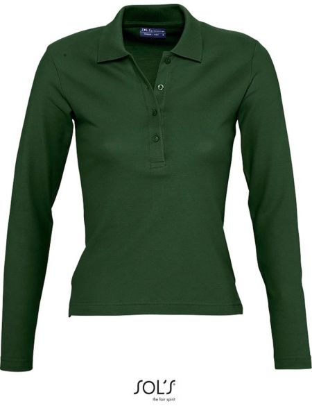 Women's polo shirt with long sleeves Sols Podium golf green
