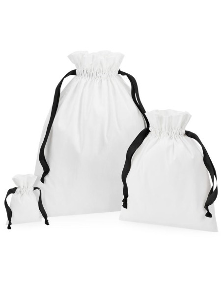 Cotton bag with ribbon Westford Mill W121 soft white/black size S