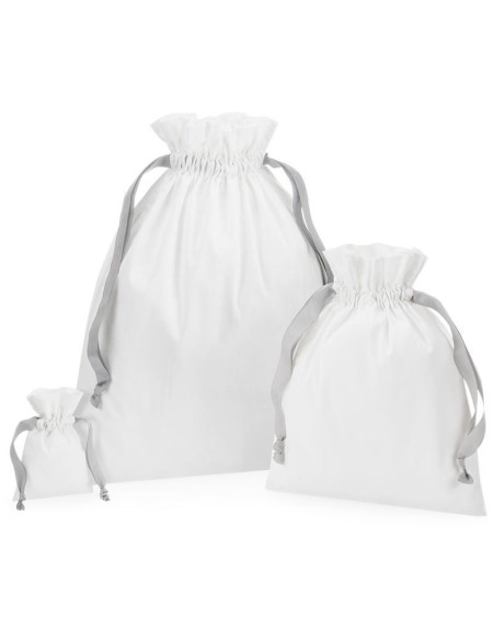 Cotton bag with ribbon Westford Mill W121 soft white/light gray size L
