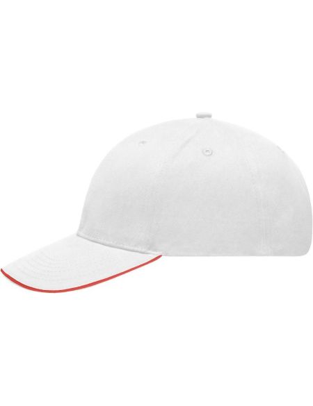 Kšiltovka lehce broušená sandwich Myrtle Beach MB6541 white/red