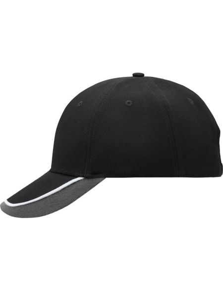 Cap with tricolor peak Myrtle Beach MB49 black/white/light gray