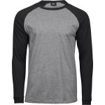 Tričko pánské baseballové s dlouhým rukávem Tee Jays 5072 heather/black