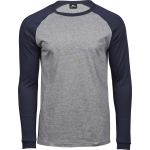 Tričko pánské baseballové s dlouhým rukávem Tee Jays 5072 heather/navy