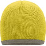 Čepice pletená s kontrastním lemem Myrtle Beach MB7584 yellow/light grey