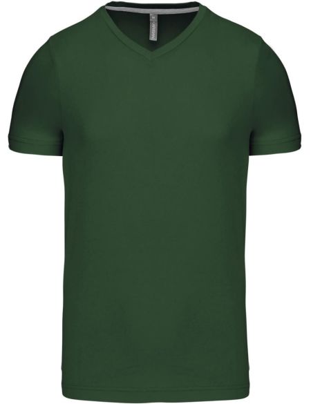 Men's T-shirt with a V-neck Kariban K357 forest green