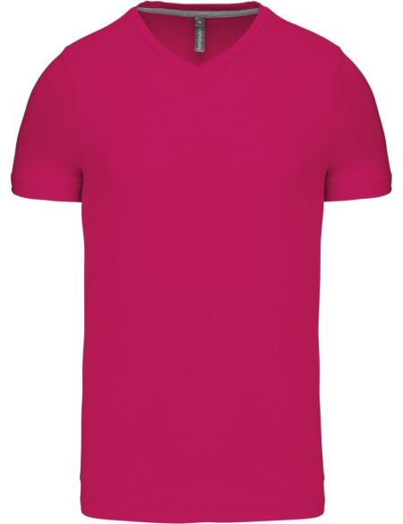 Men's V-neck T-shirt Kariban K357 fuchsia
