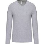 Men's T-shirt with a V-neck and long sleeves Kariban K358 oxford gray