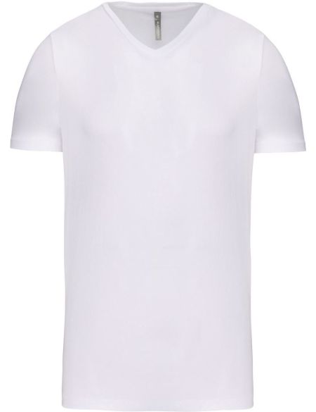 Tričko pánské elastické tričko s výstřihem do V Kariban K3014 white