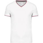 Men's piqué T-shirt with V-neck Kariban K374 white/navy/red