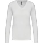 Damen-T-Shirt mit langen Ärmeln und V-Ausschnitt Kariban K382 weiß