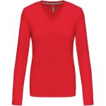 Tričko dámské s dlouhým rukávem s výstřihem do V Kariban K382 red