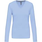 Tričko dámské s dlouhým rukávem s výstřihem do V Kariban K382 sky blue