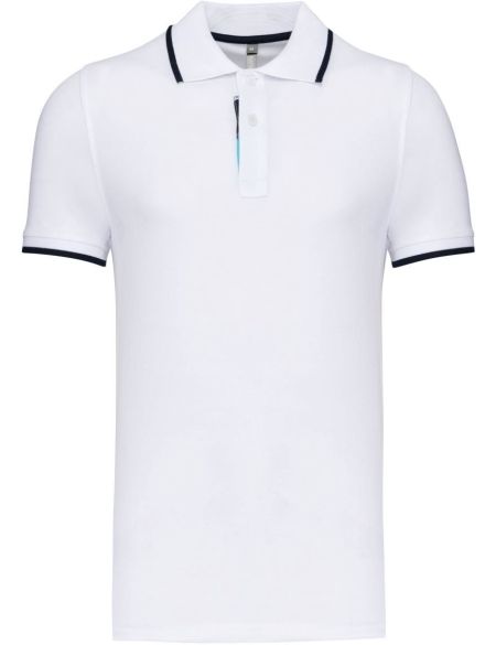 Polokošile pánská kontrastní piqué Kariban K245 white/navy/white