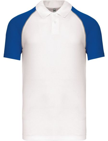 Polokošile pánská baseballové piqué Kariban K226 white/light grey/royal blue