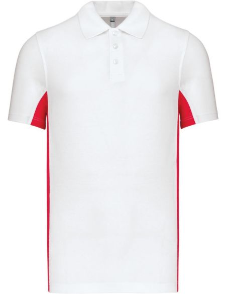 Polokošile pánská 2- barevné piqué sportovní Kariban K232 white/red