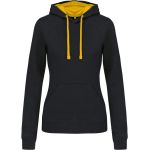 Mikina dámská s kontrastní kapucí Kariban K465 black/yellow
