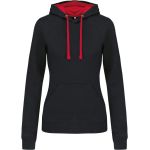 Mikina dámská s kontrastní kapucí Kariban K465 black/red