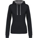 Mikina dámská s kontrastní kapucí Kariban K465 black/fine grey