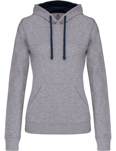 Mikina dámská s kontrastní kapucí Kariban K465 white/fine grey