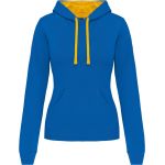 Mikina dámská s kontrastní kapucí Kariban K465 light royal blue/yellow