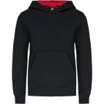Mikina dětská kontrastní s kapucí Kariban K453 black/red