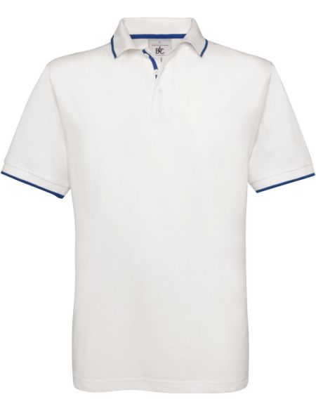 Polokošile Piqué s proužkem Safran Sport white/royal blue