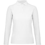 Women's pique polo shirt with long sleeves ID.001_LSL_women white