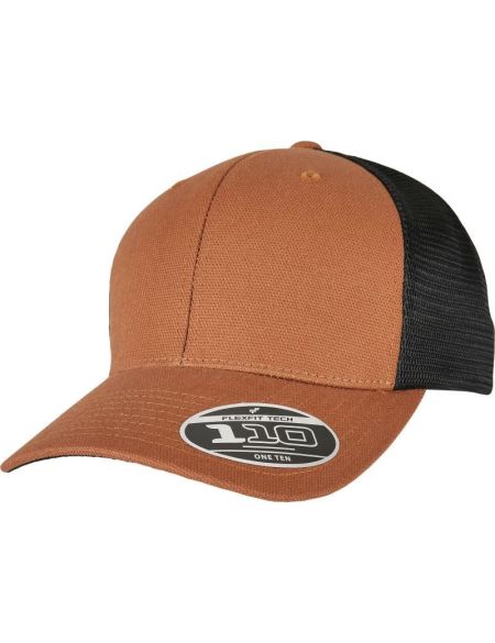 6 Panel Trucker Canvas Flexfit 110ST Kappe Toffee/Schwarz