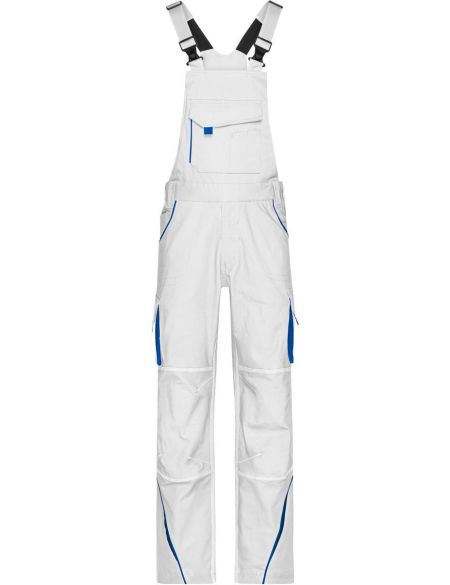 Kalhoty pracovní s laclem Color James Nicholson JN848 (vel.42-60) white/royal
