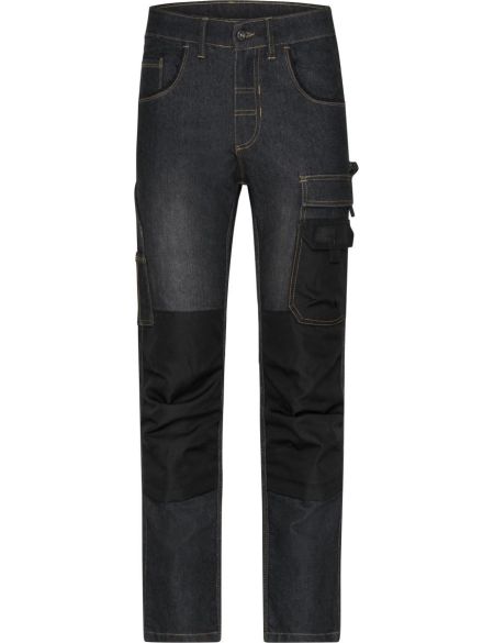 Kalhoty pracovní džíny James Nicholson JN875 (vel.42-60) střední délka black denim