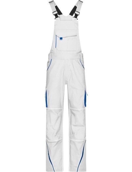 Kalhoty pracovní s laclem Color James Nicholson JN848X (vel.62) white/royal