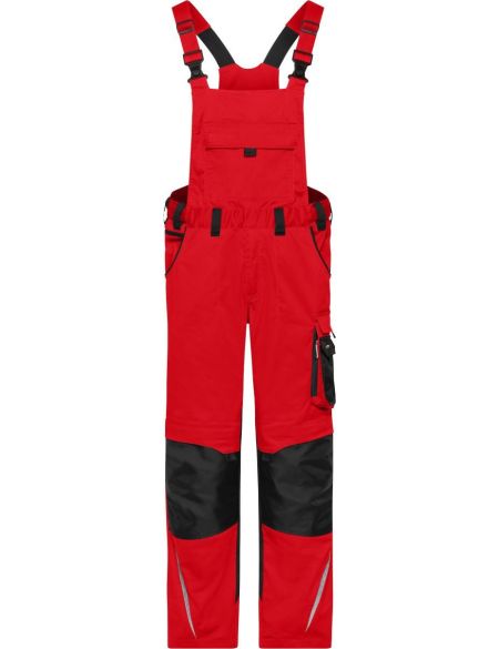 Kalhoty pracovní s laclem Strong James Nicholson JN1833X (vel.62-68) střední délka white/carbon