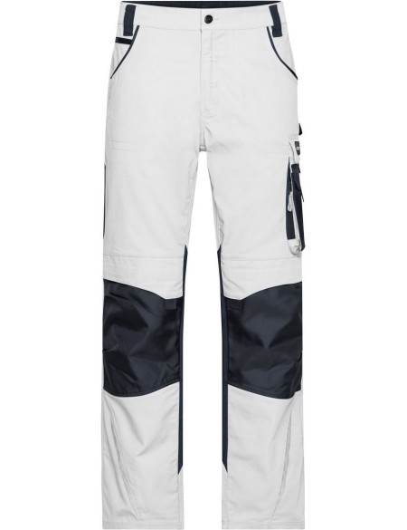 Kalhoty pracovní Strong James Nicholson JN832X (vel.62-68) střední délka white/carbon