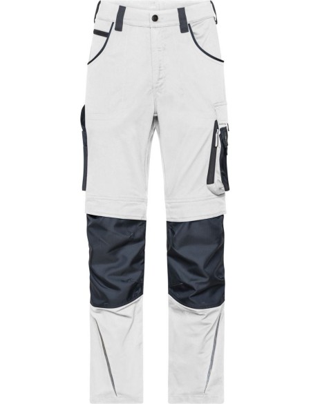 Kalhoty pracovní Modern Style Strong James Nicholson JN1832L (vel.94-110) dlouhá délka white/carbon