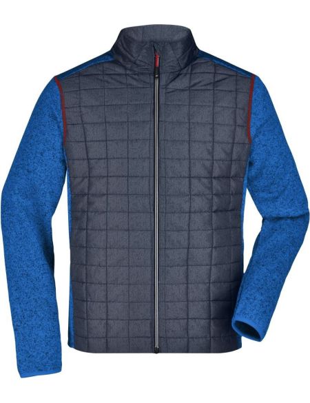 Bunda pánská pletená hybridní James Nicholson JN742 grey melange/anthracite melange