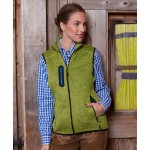 Vesta dámská pletená fleecová se stojáčkem James Nicholson JN773 light grey melange/red
