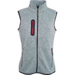 Vesta dámská pletená fleecová se stojáčkem James Nicholson JN773 light grey melange/red