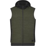 Vesta pánská polstrovaná hybridní pletená fleecová James Nicholson JN1848 olive melange/black