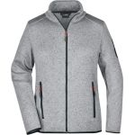 Mikina dámská pletená fleecová James Nicholson JN761 light grey melange/red