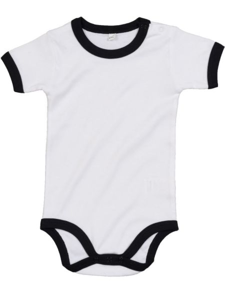 Babybugz BZ19 white/black children's bodysuit with trim