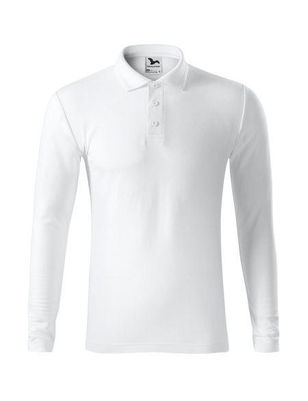 Men's long sleeve polo shirt Malfini Pique Polo LS 221 white