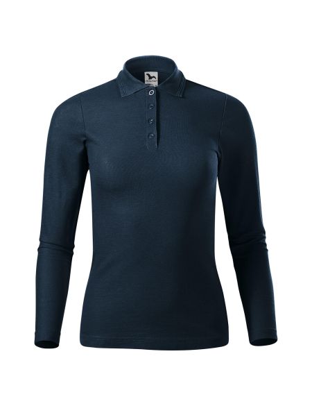 Women's long-sleeved polo shirt Malfini Pique Polo LS 231 white