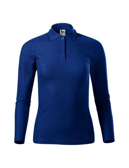 Women's long-sleeved polo shirt Malfini Pique Polo LS 231 white