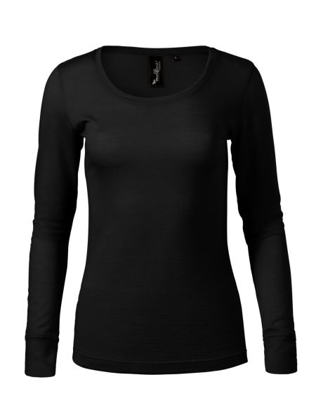 Women's long-sleeved merino T-shirt Malfini Merino Rise LS 160 black