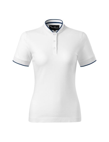 Women's bomber style polo shirt Malfini Diamond 274 white