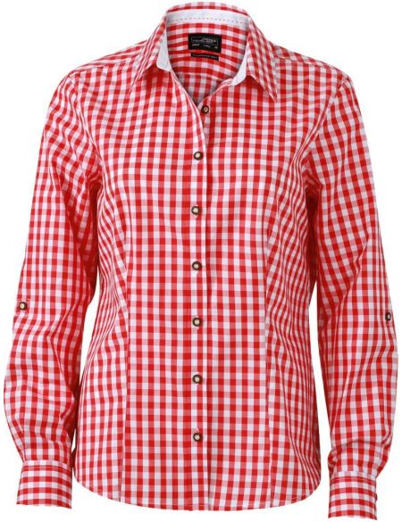 Damen Karo Langarmshirt Daiber JN637 Grün/Weiß