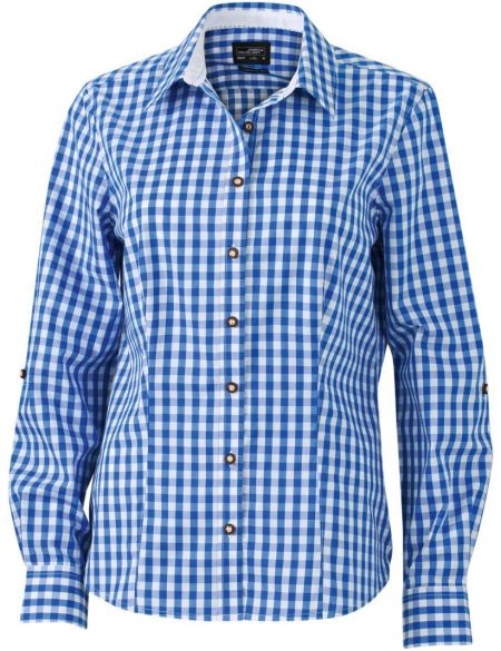 Damen Karo Langarmshirt Daiber JN637 Grün/Weiß