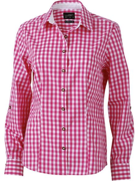 Women's checkered long-sleeved shirt Daiber JN637 green/white